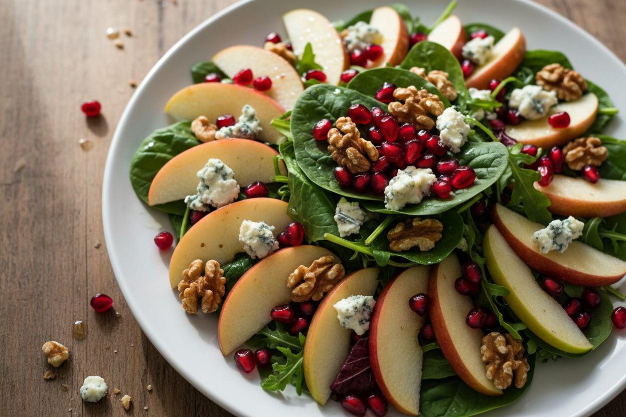 Apple, Walnut & Pomegranate Salad with Blue Cheese