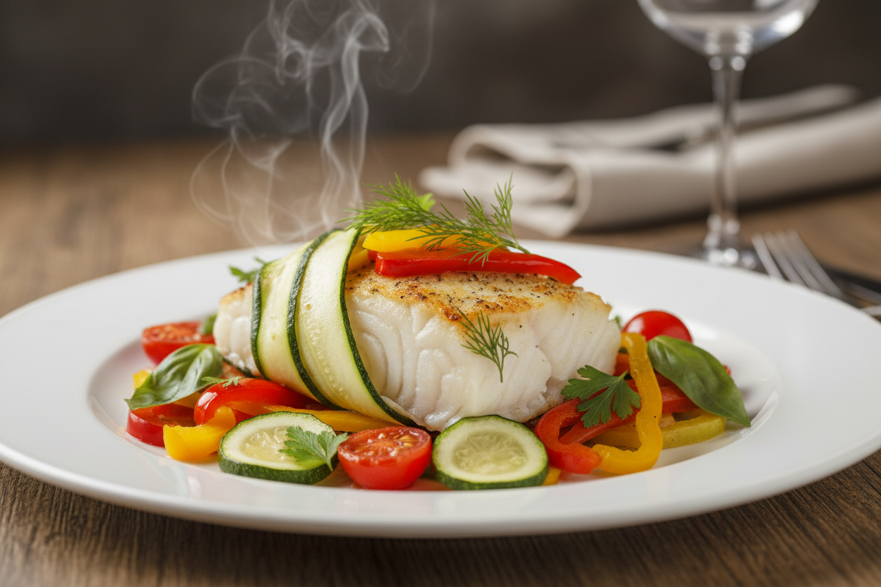 Baked Bundled Veggie Cod