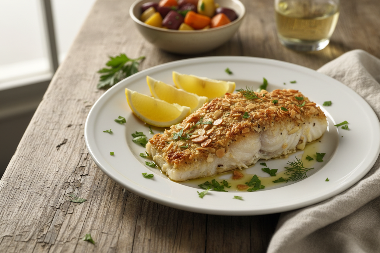 Roasted Cod with Lemon & Almonds