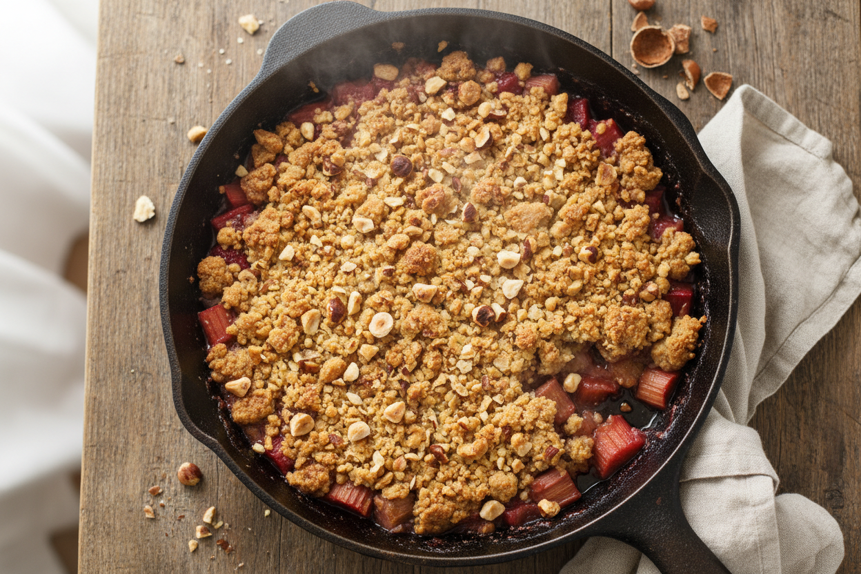 Rhubarb Hazelnut Crumble