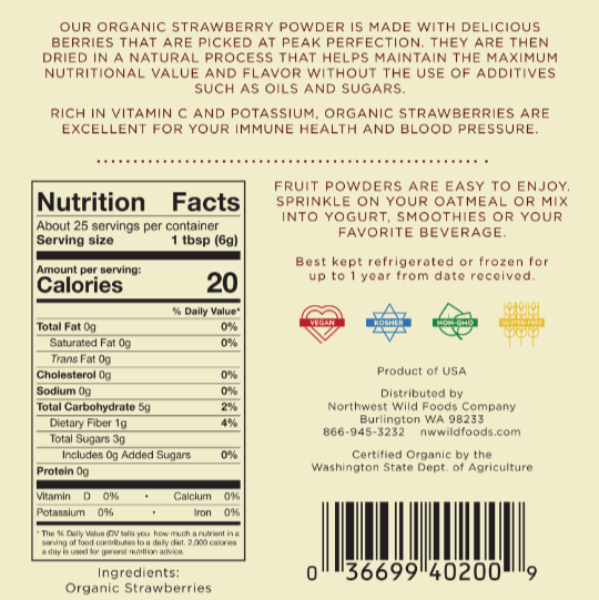 Organic Strawberry Fruit Powder