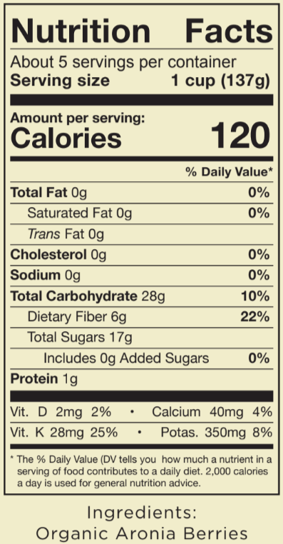 Fresh Frozen Organic Aronia Berries