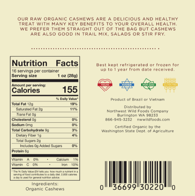 Raw Organic Cashews