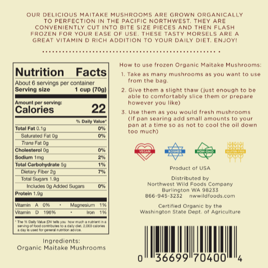 Fresh Frozen Organic Maitake Mushrooms