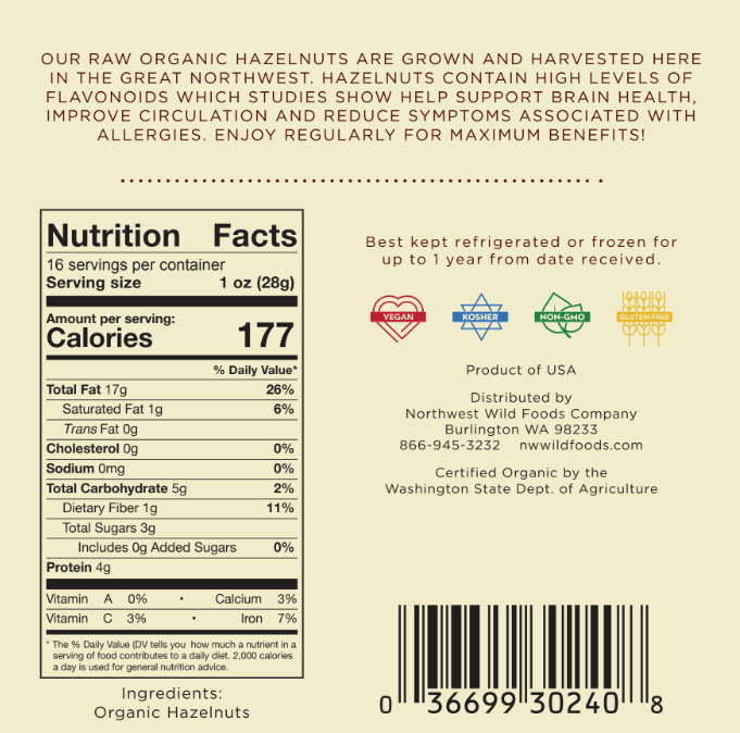 Raw Organic Hazelnuts