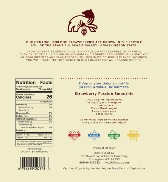 Fresh Frozen Organic Heirloom Strawberries