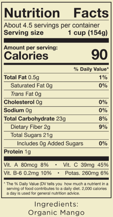 Fresh Frozen Organic Mango Chunks