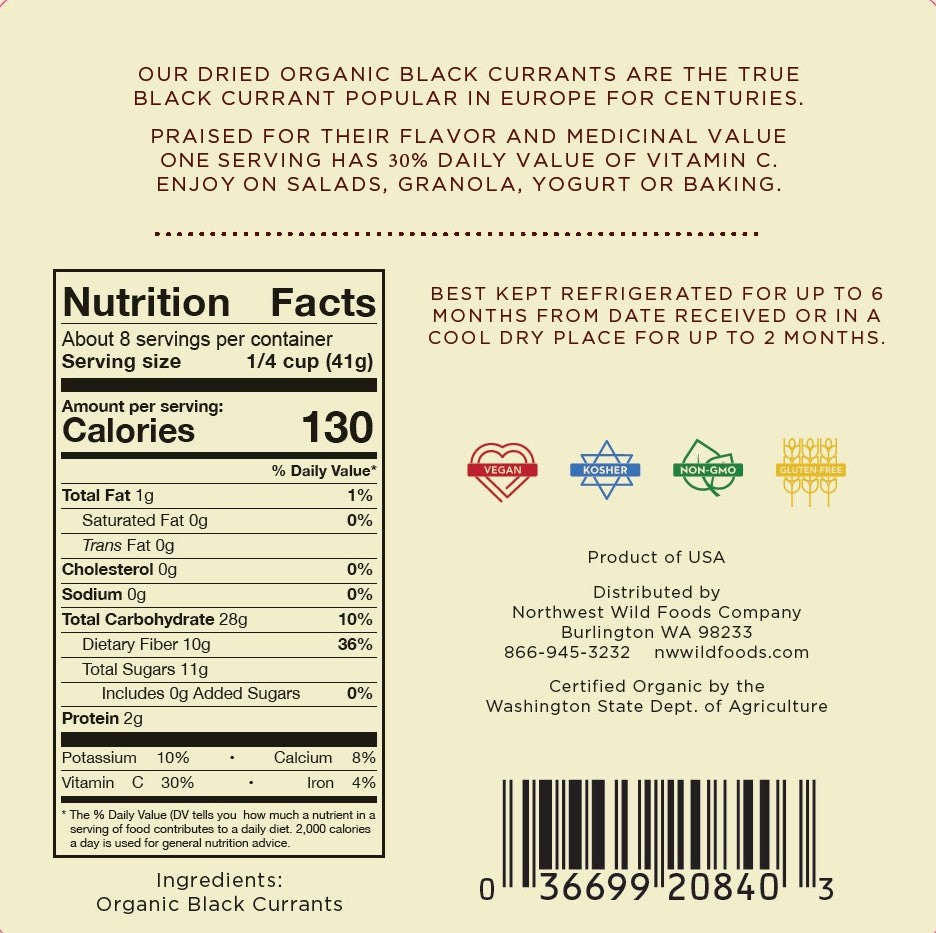 Dried Organic Black Currants