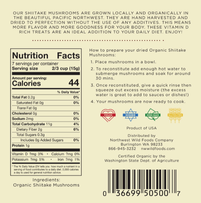 Dried Organic Shiitake Mushrooms