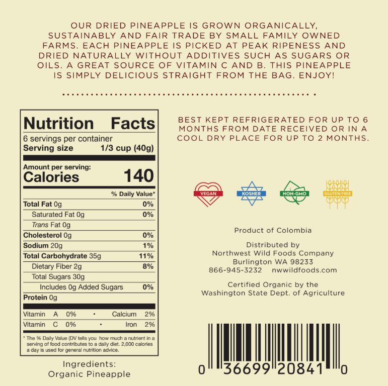 Dried Organic Pineapple