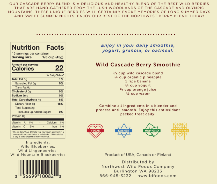 Fresh Frozen Wild Cascade Berry Blend