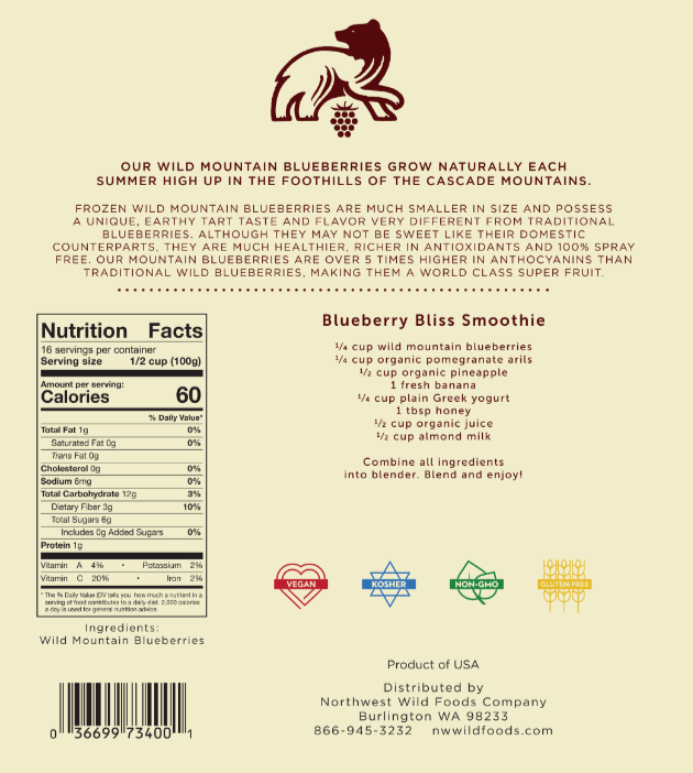 Fresh Frozen Wild Mountain Blueberries