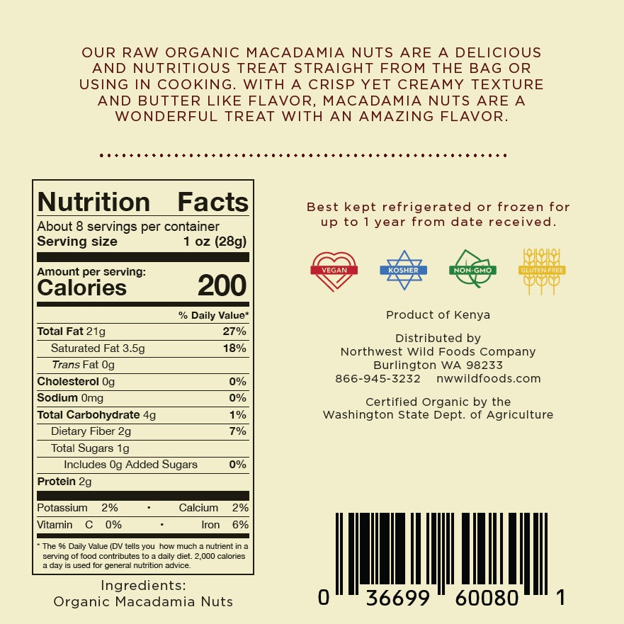 Raw Organic Macadamia Nuts