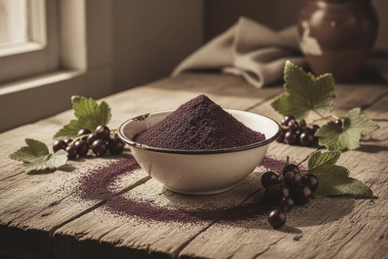 rustic image of black currant powder