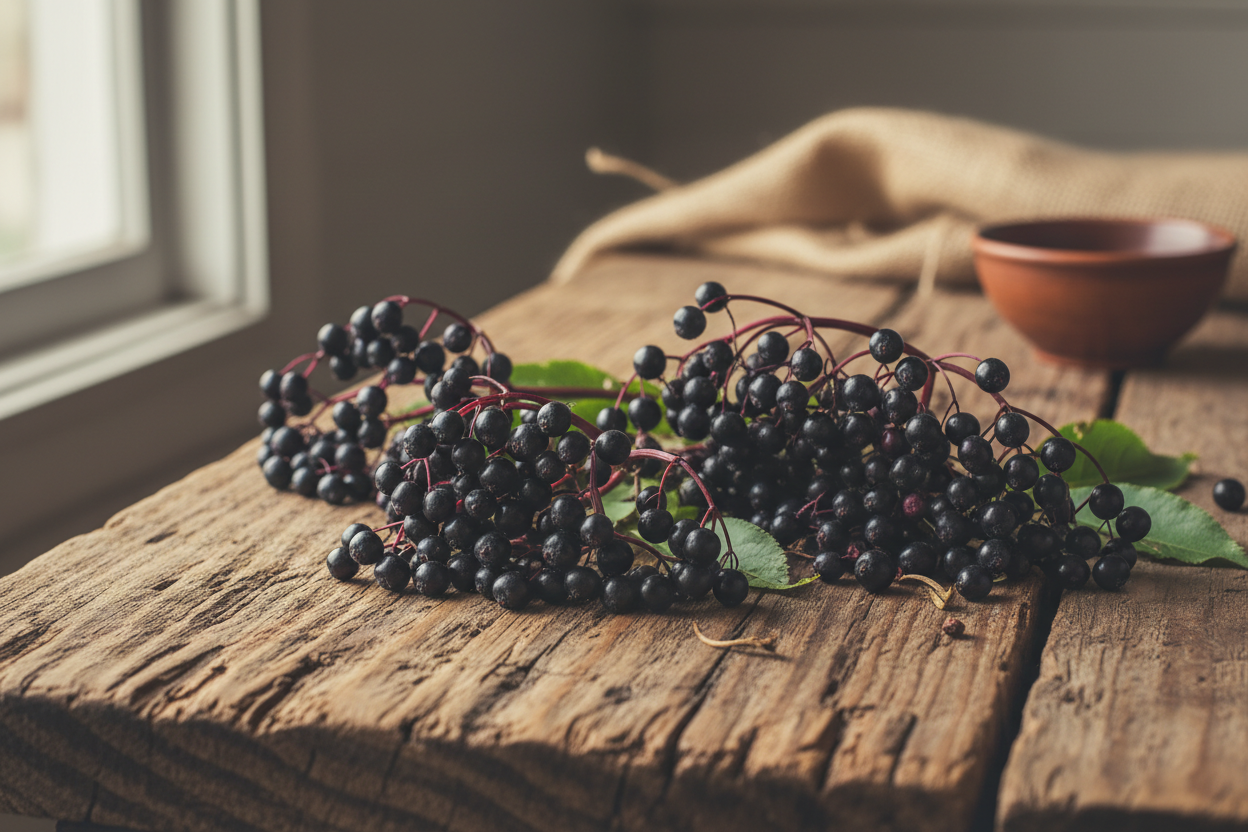 rustic image of elderberries