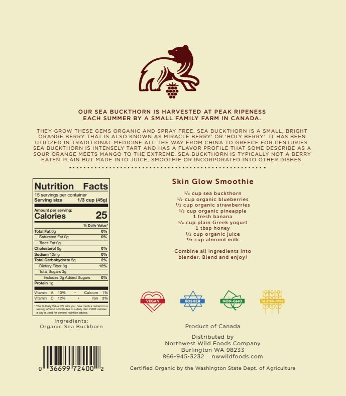 Fresh Frozen Organic Sea Buckthorn