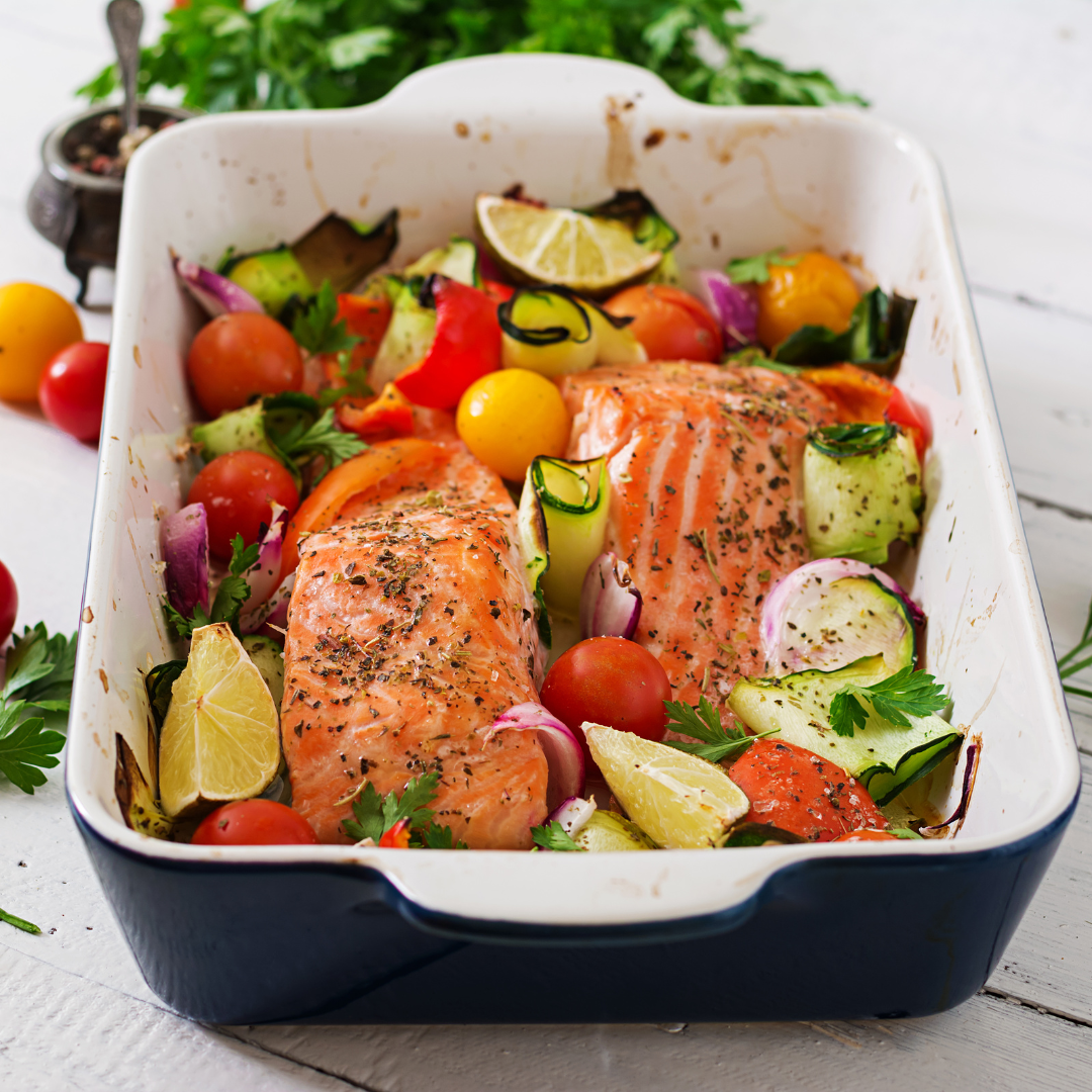 Baked Mediterranean Salmon with Summer Veggies