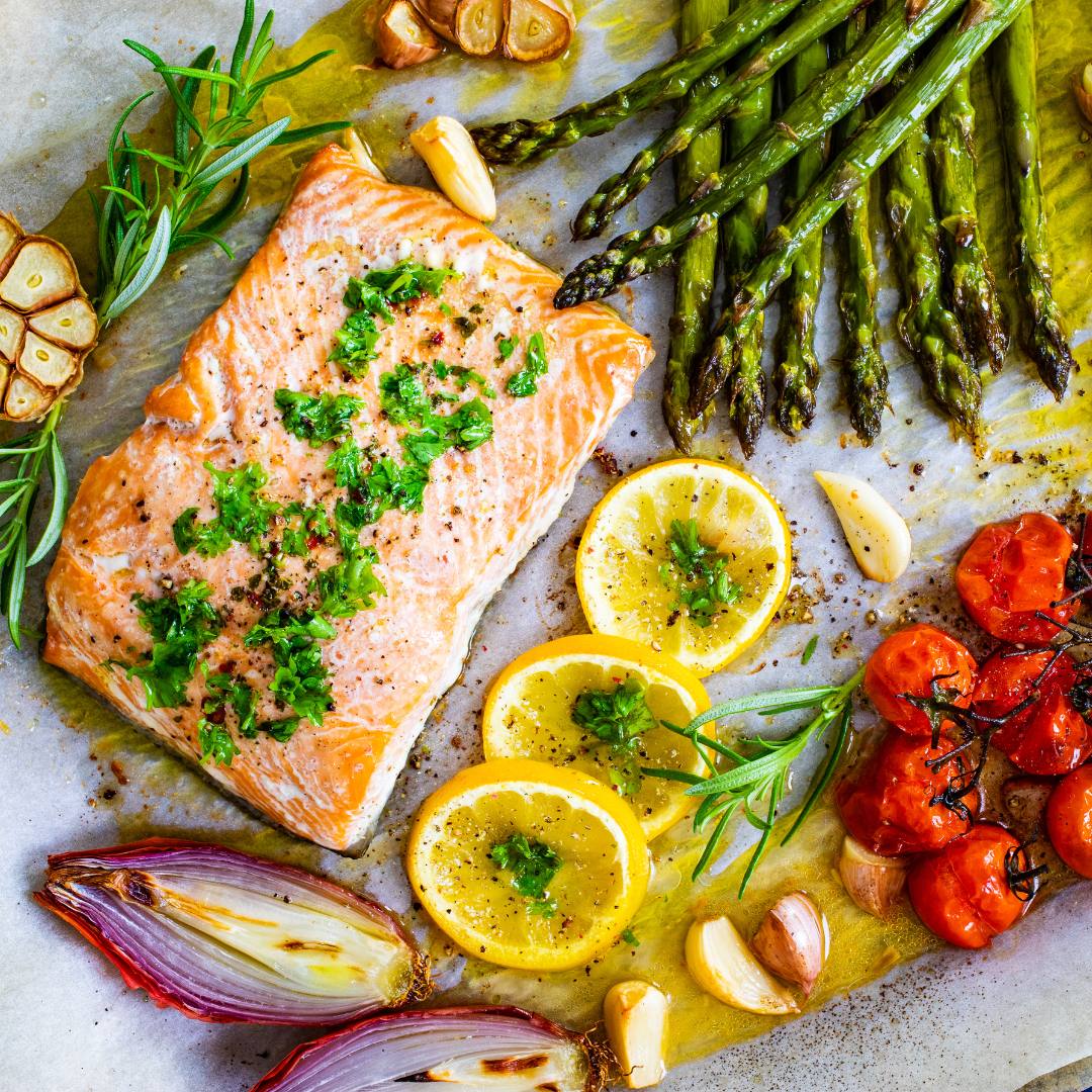 Lemon Herb Roasted Salmon Tray Bake