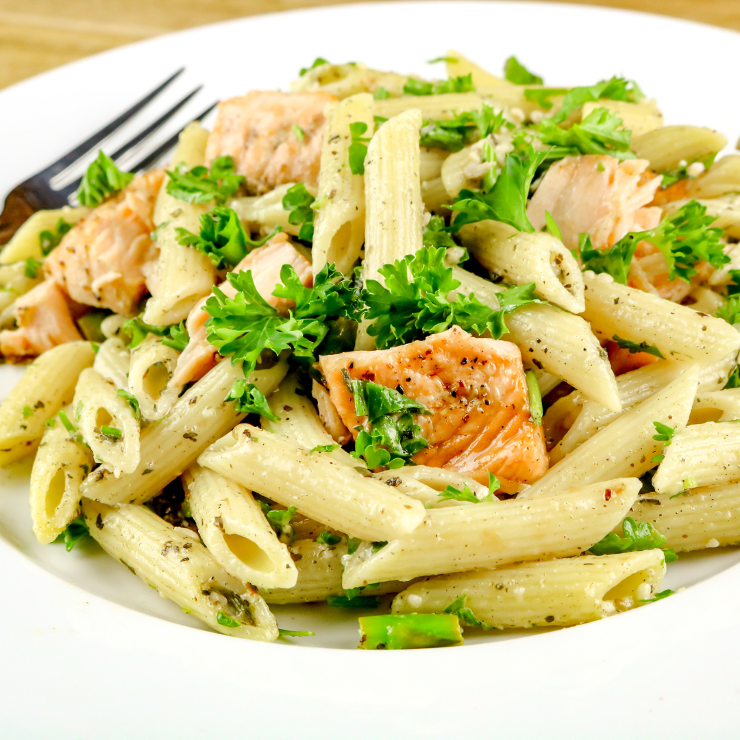 Salmon Pesto Pasta with Fresh Herbs