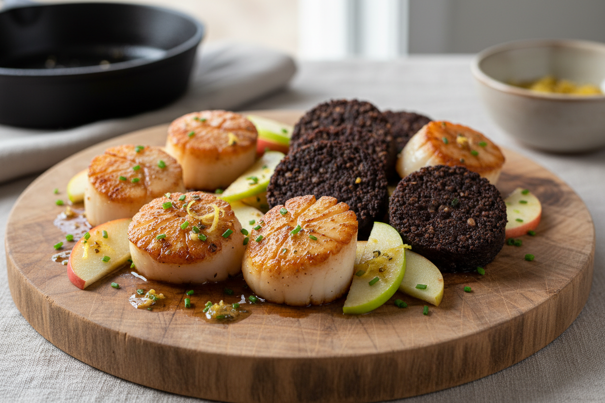 Scallops with Black Pudding & Apple