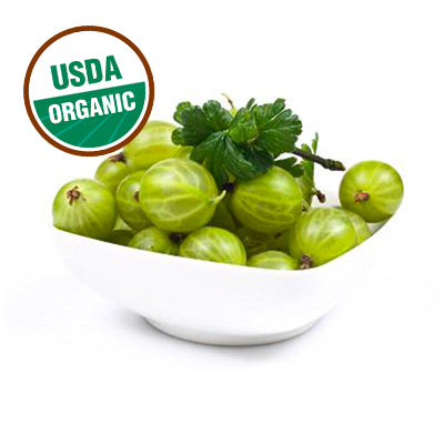 Fresh frozen organic green gooseberries