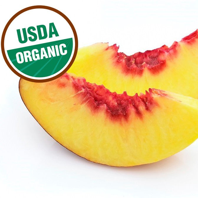 Fresh frozen organic peach slices